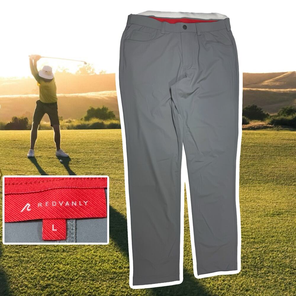 Redvanly Golf Pants Mens Large Performance Stretch Tech Chino Gray